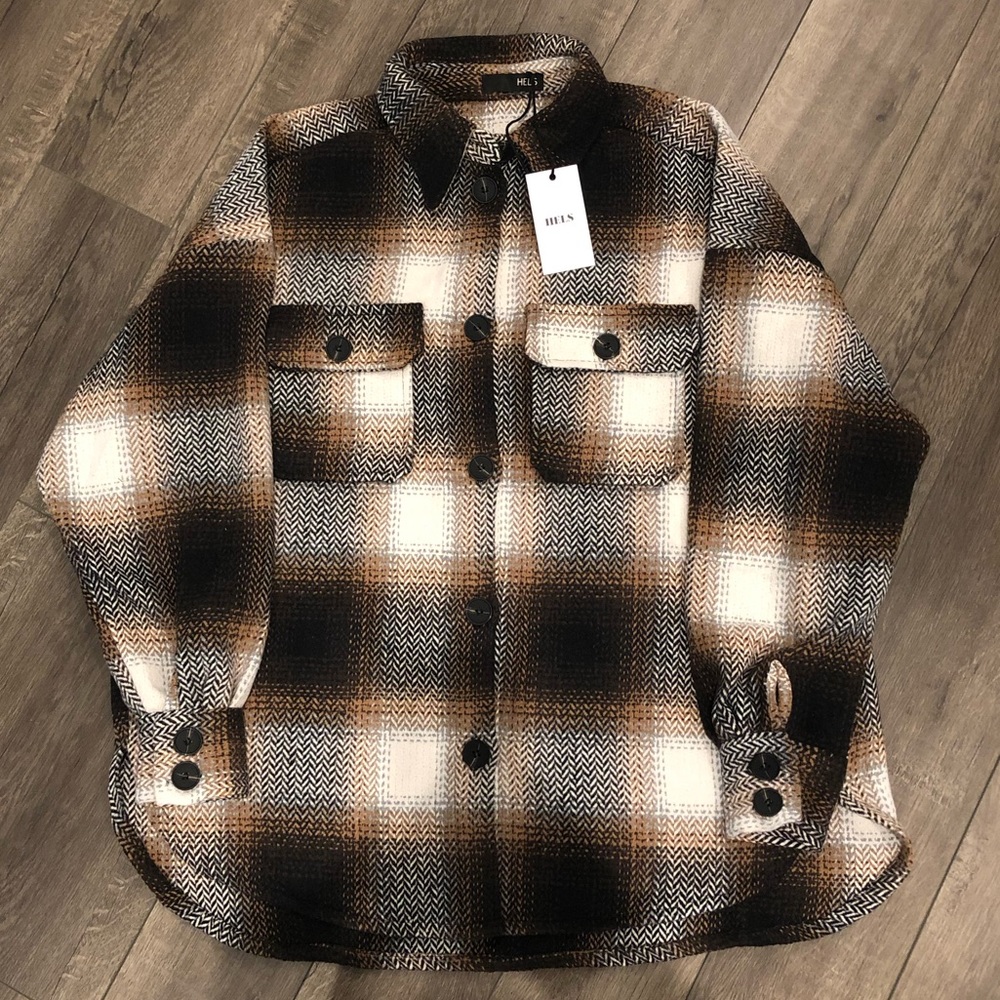 Herringbone Weave Shacket Jacket